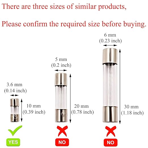 SIXQJZML 10 Pack F5AL Fast-Blow Mini Fuse 5A Max 5 amp 125V Glass Fuses 0.14 x - Image 3