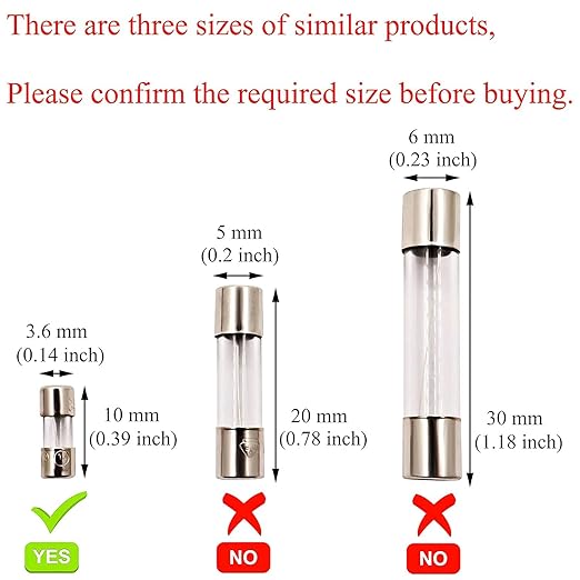SIXQJZML 10 Pack F3AL Fast-Blow Mini Fuse 3A Max 3 amp 125V Glass Fuses 0.14 x - Image 3