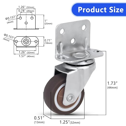 Side Mount Casters Set of 4 - Image 2
