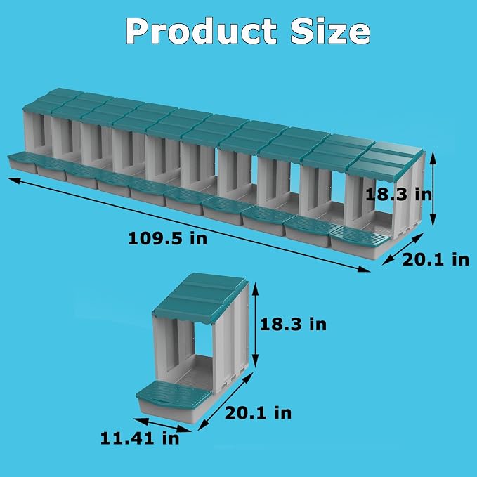 AUTENS Chicken Nesting Boxes, 10 Hole Laying Boxes, 2 Nest Mat, Plastic Roll - Image 8