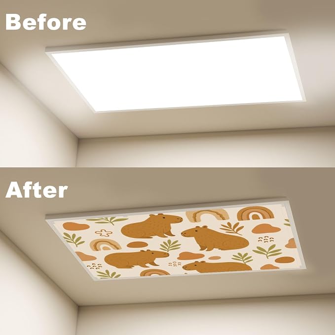 4 Pcs Fluorescent Light Covers for Ceiling Lights Cute Capybara Gifts Rainbows - Image 4