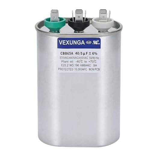 VEXUNGA 40/5 uF 40+5 MFD 370V 440V 450V Oval Dual Run Start AC Capacitor 40 5 by VEXUNGA