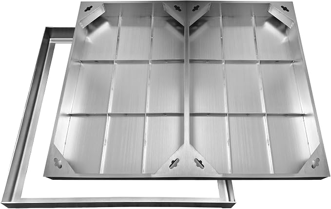 32x32in Multi-Part Invisible Manhole Cover All Stainless Steel Square Metal by NATOTELADrainageSpecialist