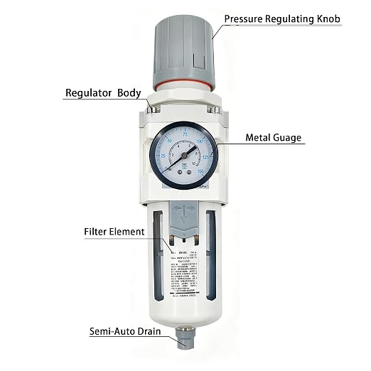 XingNEeng 3/8" NPT Compressed Air Filter Regulator Combo Piggyback, Water/Oil - Image 2