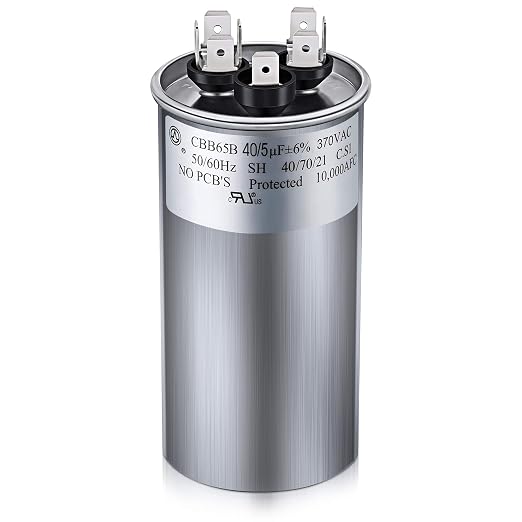 40/5 MFD uF 370/440V CBB65 Dual Run Round Capacitor by Fiada