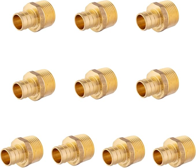 10-Pack EFIELD Barb Crimp Pex 3/4 Inch x 3/4 Inch NPT Male Adapter NPT Brass by EFIELDPEXTUBING