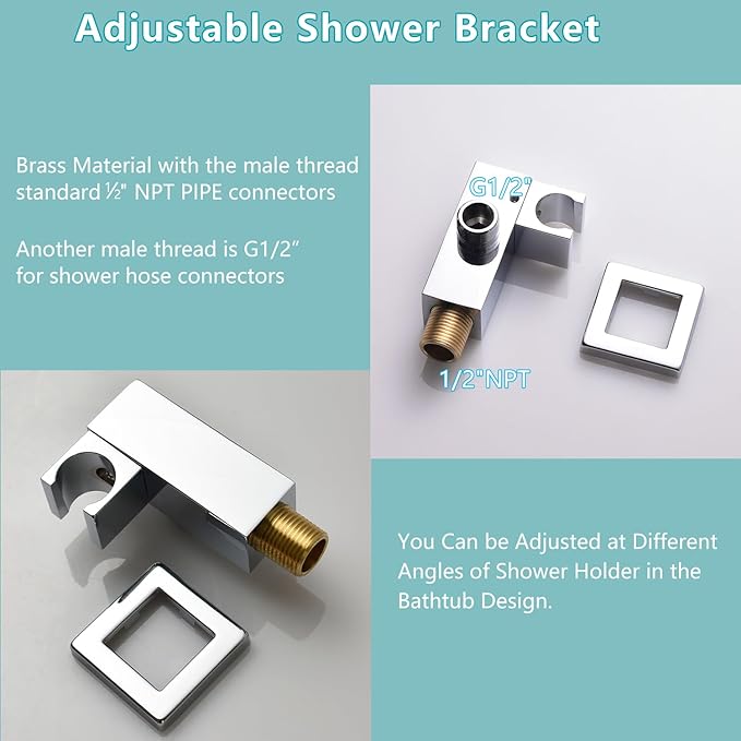 Bathroom Rainfall Shower System Wall Mount 8 Inch Shower Head With Handled Spray 6 Pcs jets Temperature Display Shower Faucet Set (Chrome)