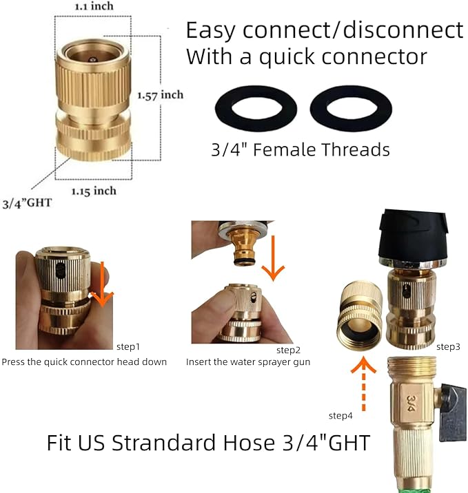 Upgrade Garden Hose Nozzle Sprayer, Adjustable High Pressure Water Hose Nozzle, Metal Hose Attachment for Car Washing, Cleaning, Watering Plants, Showering Pets