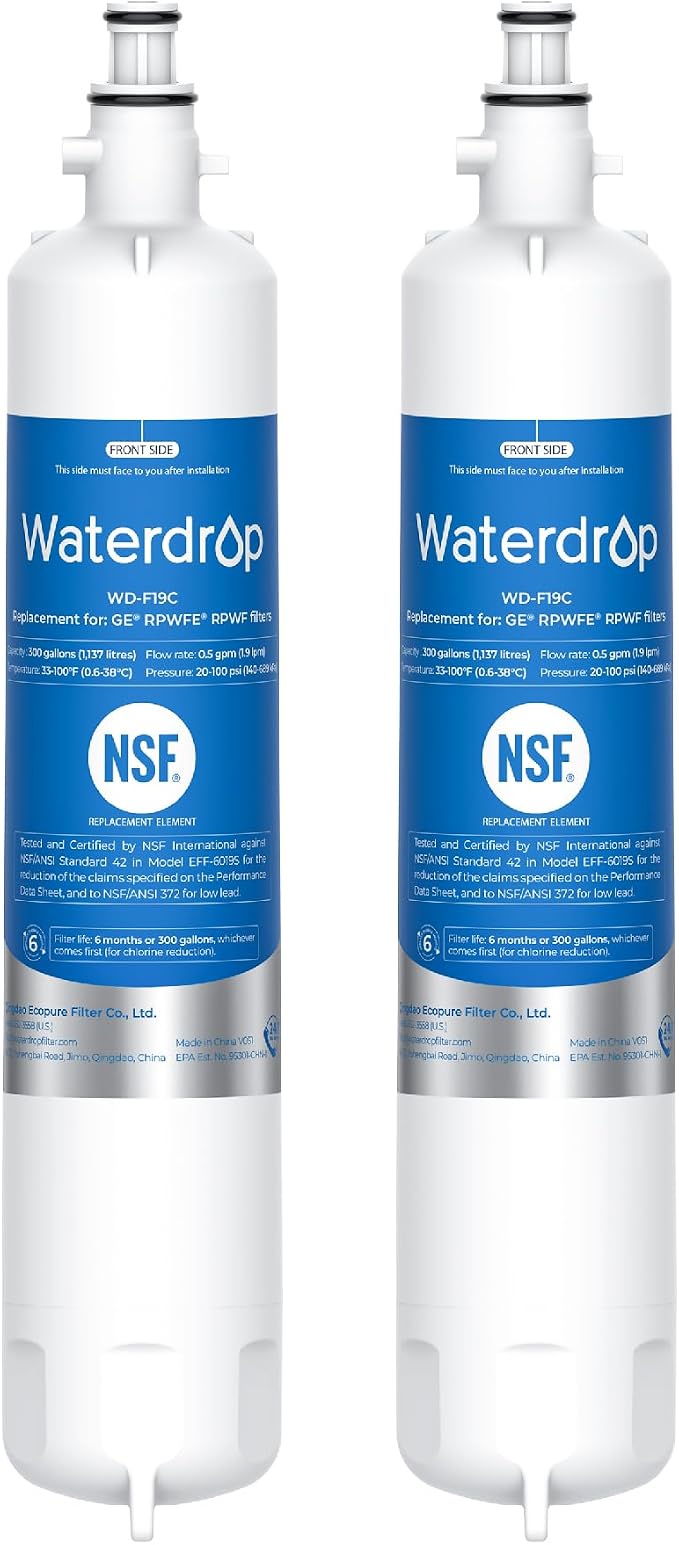 Waterdrop WD-F19C Replacement for GE® RPWFE®, RPWF Refrigerator Water Filter by Waterdrop