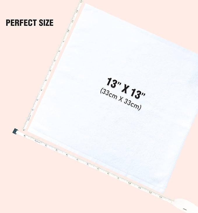 12 Pack Washcloths 13" x 13" - Soft Wash Cloths for Your Face Towel, Viscose derived from Bamboo & Cotton Blend Wash Cloths for Your Body (White)