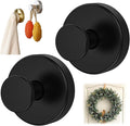 Removable & Reusable Suction Cup Hooks for Shower, Heavy Duty No-Drill Cup Hooks for Towels, Robes, Loofah–Wreath Hangers for Front Doors,Doors & Smooth Surfaces (Black, 2 Pack)
