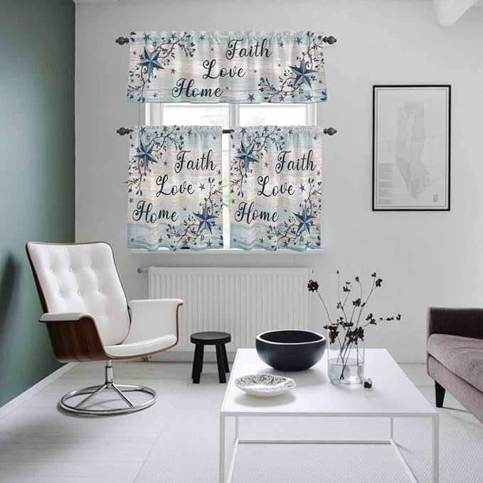 Vintage Farmhouse Kitchen Curtains Set 3 Piece - Image 8