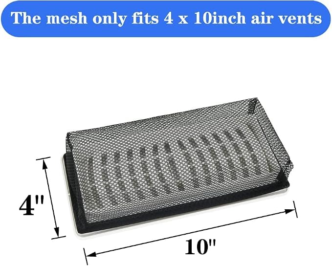 4"x10" Floor Register Trap Covers Screen Air Vent Filters - Image 4