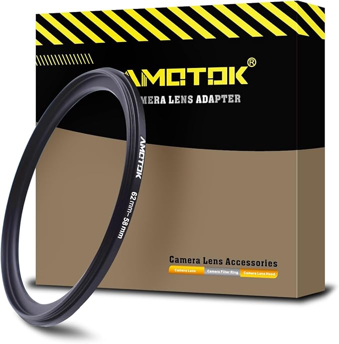 62mm Lens to 58mm Camera Lens Adapter, 62mm to 58mm Filter Step up Ring Adapter by AMOTOK