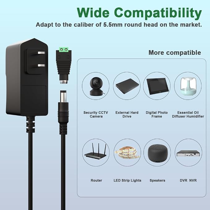 24V 1A Power Supply Adapter 24W Switching Power Cord - Image 3