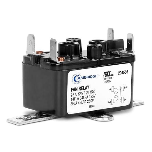 Cambridge Professional Grade 24V AC Fan Relay, 25A 14FLA 84LRA 125V / 8FLA by CambridgeResources