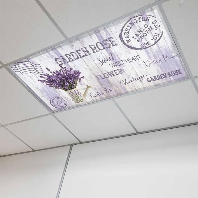Fluorescent Light Covers for Ceiling Lights Lavender Flower Magnetic Light by Home+L6