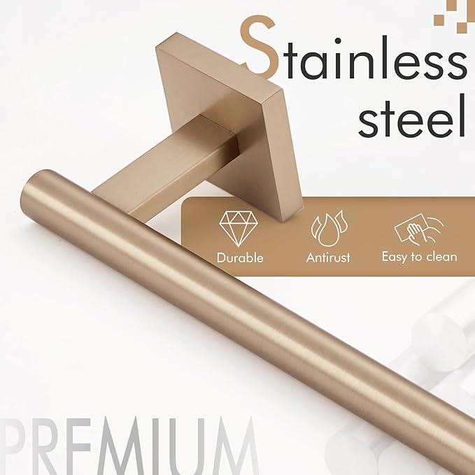 KOKOSIRI Bathroom Towel Bar 32'' Towel Holder for Bath Kitchen Cabinet Towel Rails 32 Inch Champagne Bronze Stainless Steel B4005CPG-L32