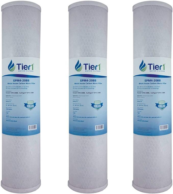 Tier1 10 Micron 20 x 4.5 Water Filter | Whole House Radial Flow Carbon by Tier1