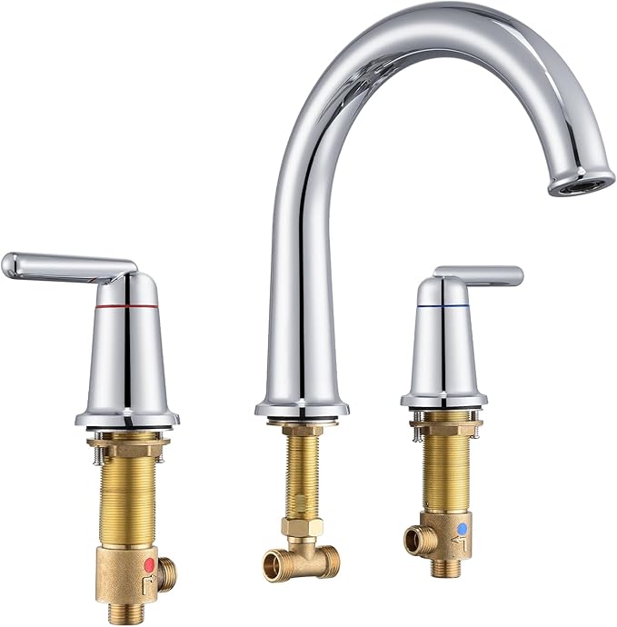 Roman Bathtub Faucet with Rough-in Valve 3 Hole Widespread Deck Mount Bath Faucet Set High Flow Rate 2 Handle Tub Filler Trim Kit Brass High Arc Tub Faucet Polished Chrome (WT-9807CP)