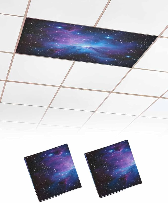 Yukro 2 Pack Starry Sky Fluorescent Light Covers Dark Blue and Purple Space by Unknown