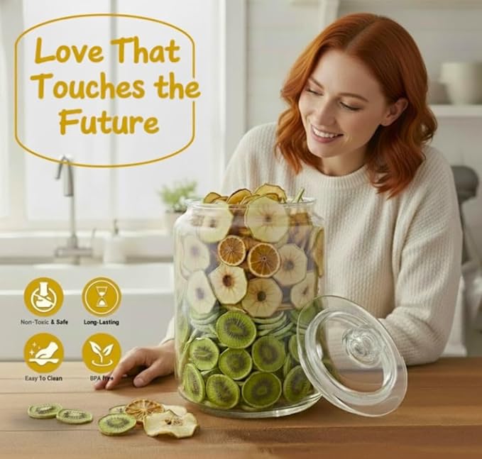 1.5 Gallon Glass Jar With Lid - Extra Gasket - Glass Cookie Jar - Glass Storage Container, Clear Canisters with Airtight Lids, Flour, Pet Treats, Kitchen Food Storage, for Pantry or Laundry