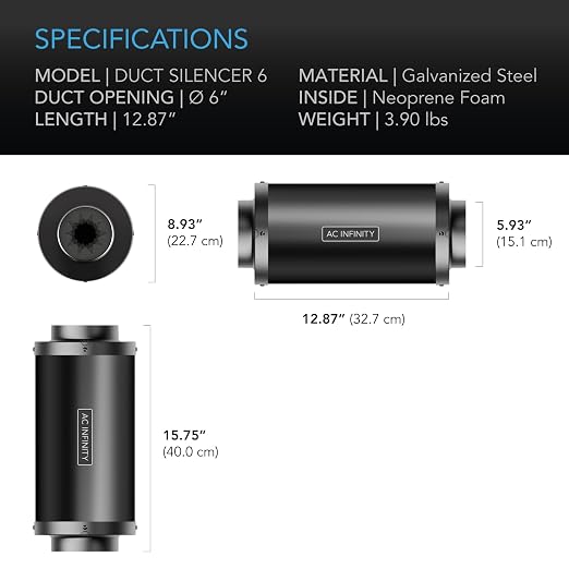 AC Infinity Inline Duct Fan Silencer - Image 2