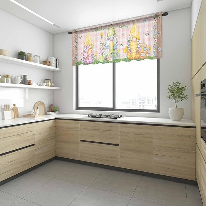 Happy Easter Sheer Valances for Windows 42"x12", Light Filtering Kitchen - Image 6