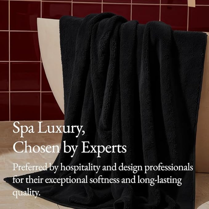 Italic Ultraplush 100% Australian Cotton Hand Towels - Set of 2 Luxury Hand Towels, Ultra Soft and Highly Absorbent 800GSM Towels for Bathroom,Shower, Hotel, and Spa (Black)