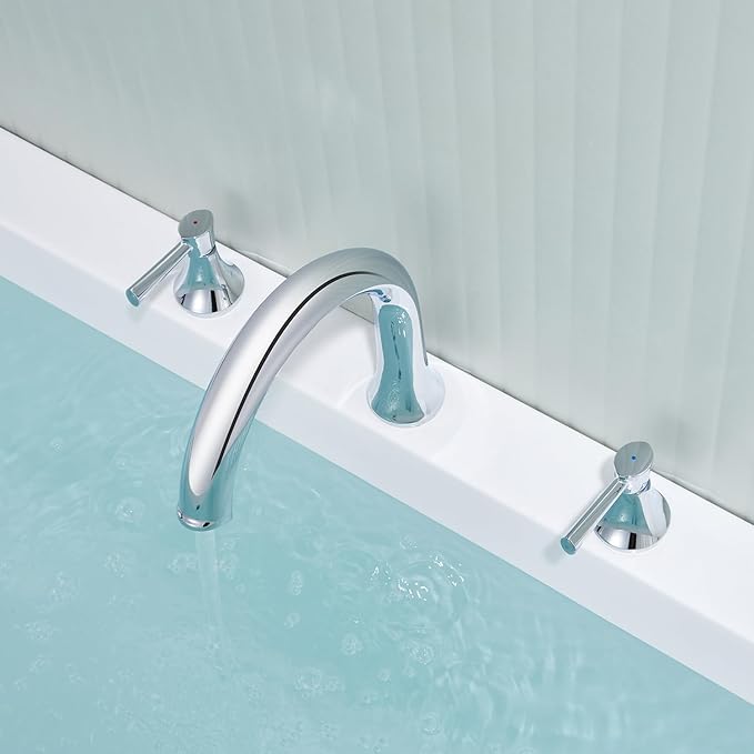 Roman Tub Faucet Deck Mount Tub Filler 2 Handles Polished Chrome Bathtub Faucet Brass Bathroom Faucet
