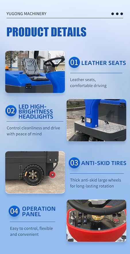 Electric Road Sweeper, Industrial Plant Sweeper, Heavy-Duty Floor Cleaner - Image 6