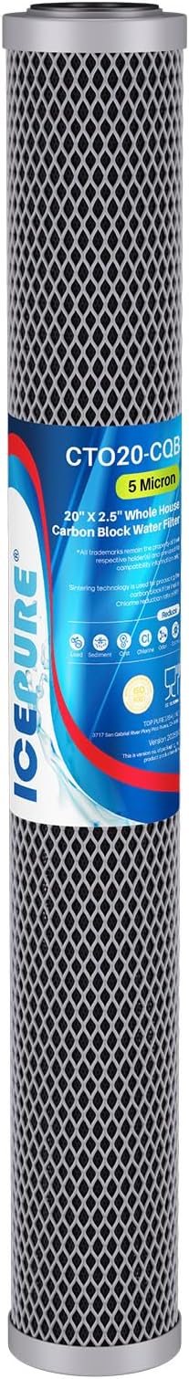 ICEPURE 20" x 2.5" Whole House Water Filter Upgraded Coconut Shell Activated by ICEPURE