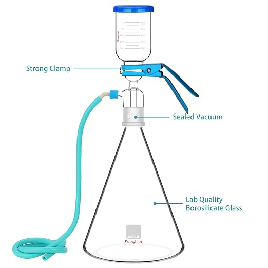 stonylab Glass Filtration Apparatus, Borosilicate Glass Vacuum Filtration - Image 3