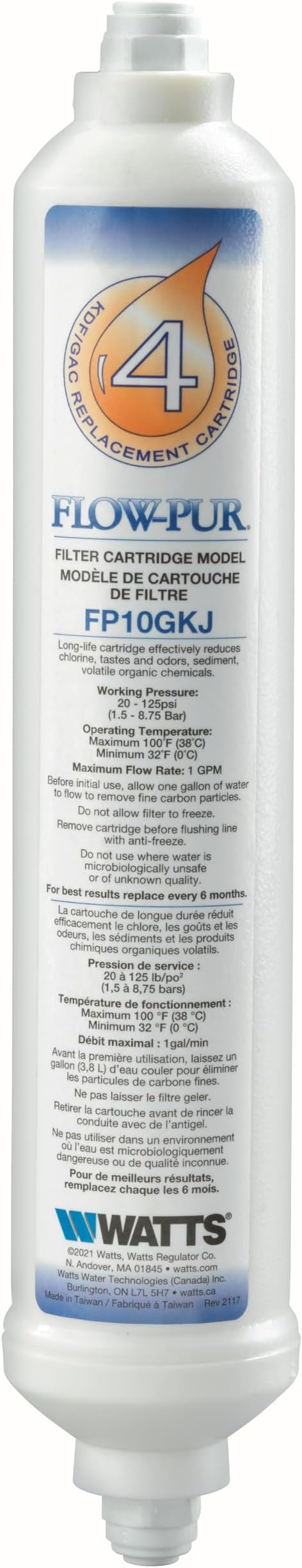 Flow-Pur GAC/KDF RV 10 IN Inline Filter by WattsPremier