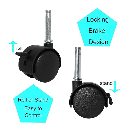 4pcs M8 Grip Neck Stem Caster Wheels 1.5 Inch Swivel Casters - Image 2