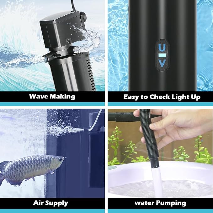 Aquarium Filter for 75-200 Gallon Tank, U-V Fish Tank Green Clean Machine - Image 6
