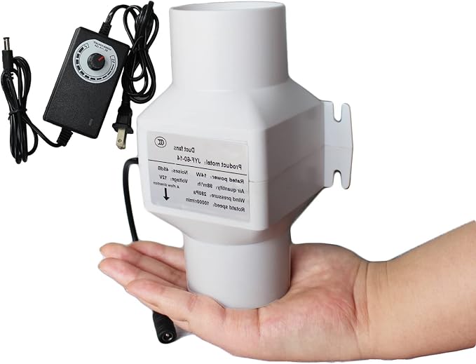 14W 2.3Inches Duct Inline Fan 60mm Mini Intake Fume Extractor Low Noise 57CFM by Unknown