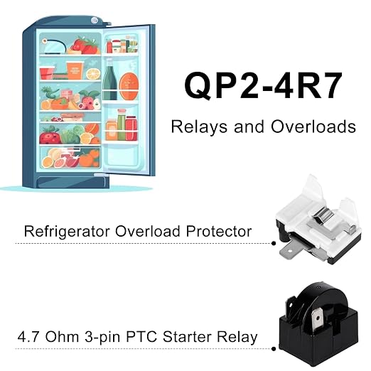 Gosknor 2pcs QP2-4.7 4.7 Ohm Refrigerator Starter Relay & 2pcs 6750C-0005P - Image 7