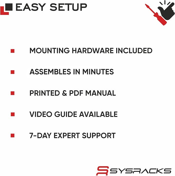 Sysracks 12U Wall Mount Server Rack Cabinet, 19” Locking Network Rack, 24” Deep - Image 7