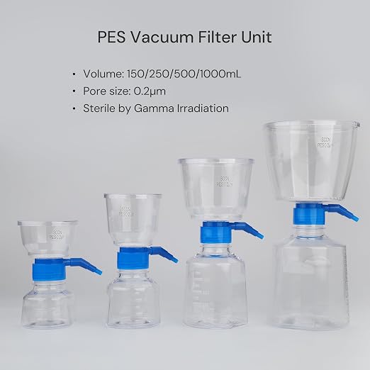 Pack of 9 Diposable Vacuum Filter Units 500mL 0.2μm PES Hydrophilic Membrane - Image 2
