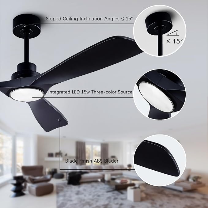 QUTWOB 52" Wood Ceiling Fan - Image 5