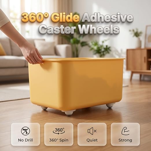 8 Pack Adhesive Caster Wheels, 360° Swivel Sticky Appliance Rollers, Quiet - Image 2