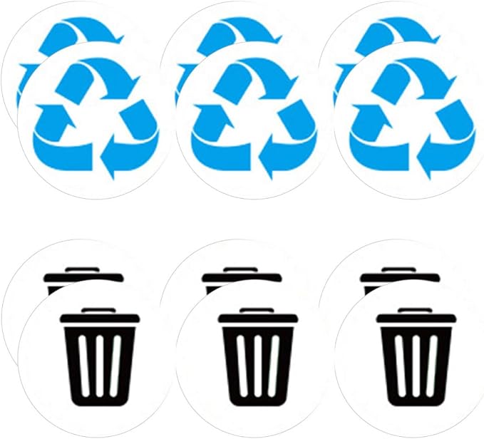 DOITOOL 12pcs Trash Can Recycling Stickers PVC Waste Sorting Decals Removable by DOITOOL