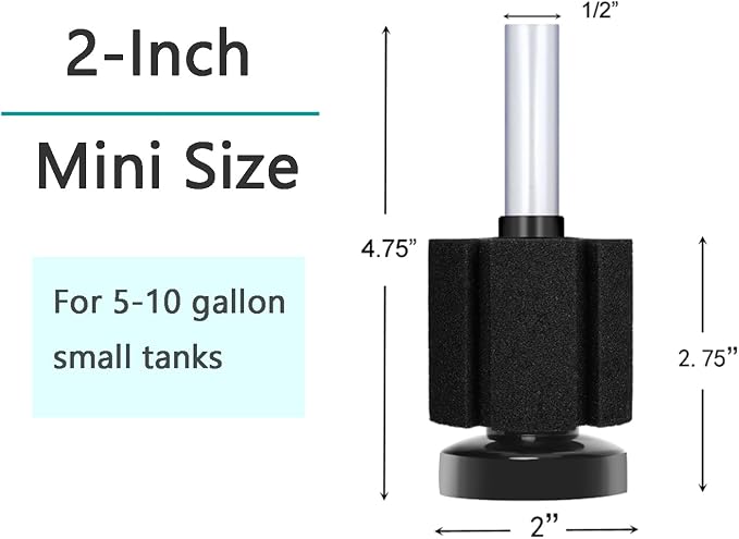 AQUANEAT Aquarium Air Powered Sponge Filter, Fish Tank Bio Bubble Filter - Image 2