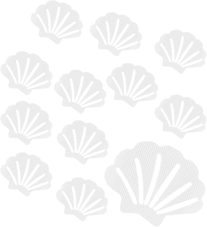 Clear Bathtub Stickers Non Slip, Shell Shaped Tubs Safety Shower Treads, Adhesive Sticker for Bathroom Bathtub, Shower Floor(12Pcs)