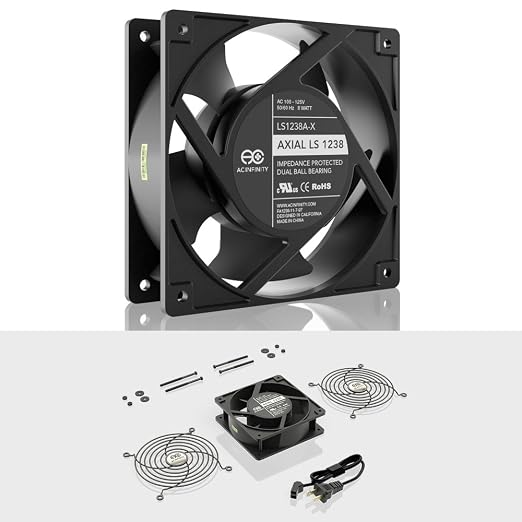 AC Infinity AXIAL LS1238, Quiet Muffin Fan, 120V AC 120mm x 38mm Low Speed - Image 2