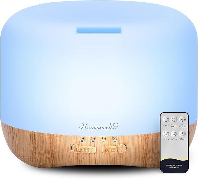 Homeweeks 300ml Essential Oil Diffuser, Quiet Aromatherapy Mist Diffusers by Homeweeks