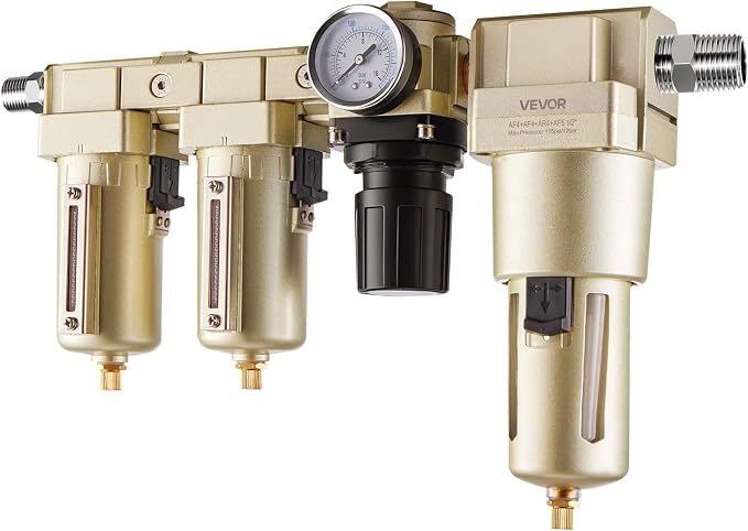 VEVOR Air Compressor Filter Regulator Combo, 1/2" NPT 3-Stage 25μm & 5μm & by VEVOR