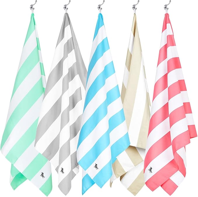 Dock & Bay Beach Towel - Quick Dry, Sand Free - Compact, Lightweight - 100% Recycled - Includes Bag - Cabana Light - Goa Grey - Extra Large (200x90cm, 78x35)