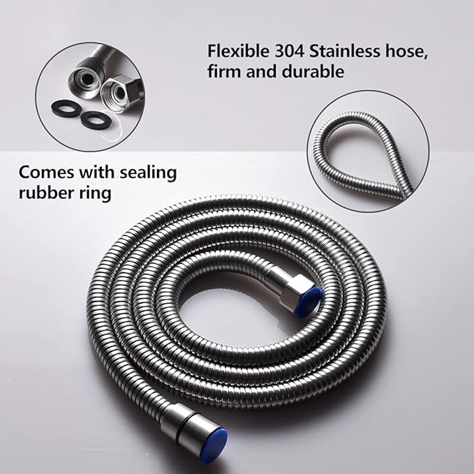Brushed Nickel Solid Brass Shower Wand High Pressure Handheld Shower Head Detachable with 59inch Stainless Steel Shower Hose and Adjustable Bracket Set